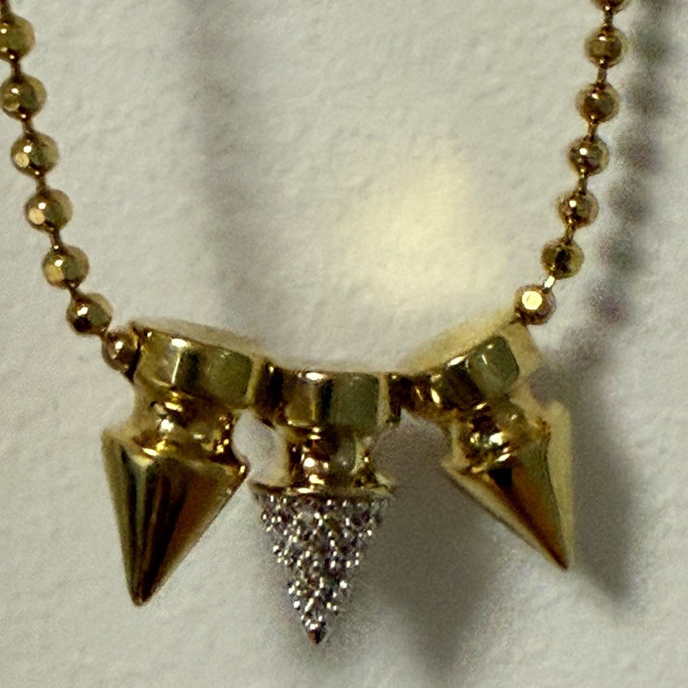 Ari Three Spike Gold Tone Pendant Necklace